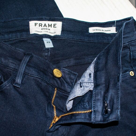 Frame Denim Women's Le Skinny de Jeanne Jeans Deep Blue Dive Size 25 - Picture 2 of 8